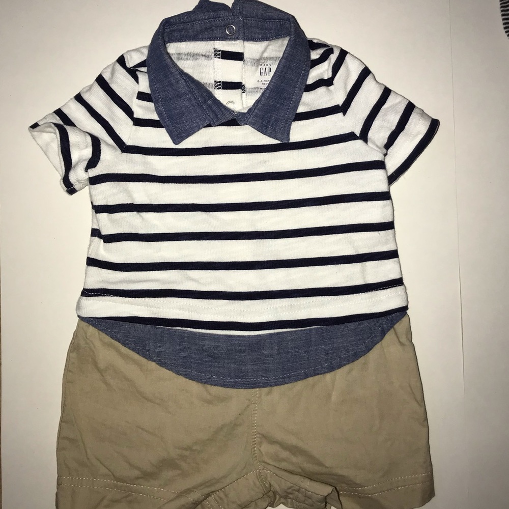 Baby GAP Denim Striped Boys Romper
